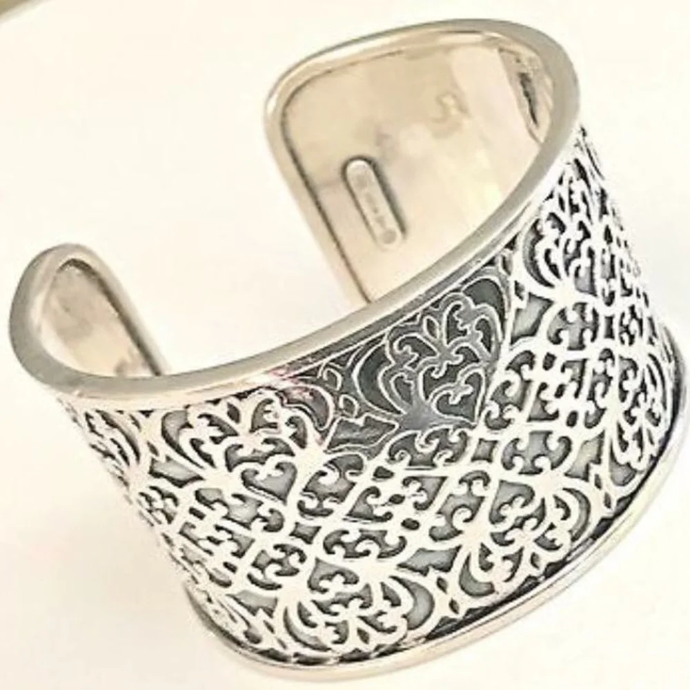 Vintage Silpada Sterling Silver Filigree Heart Scroll Cuff Bracelet R1697 - Picture 9 of 12